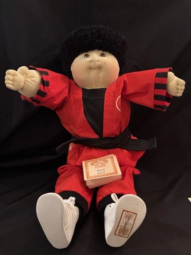 VTG XAVIER ROBERTS CABBAGE PATCH KID BLACK SHAG HAIR DIMPLES BOY Nick Seth