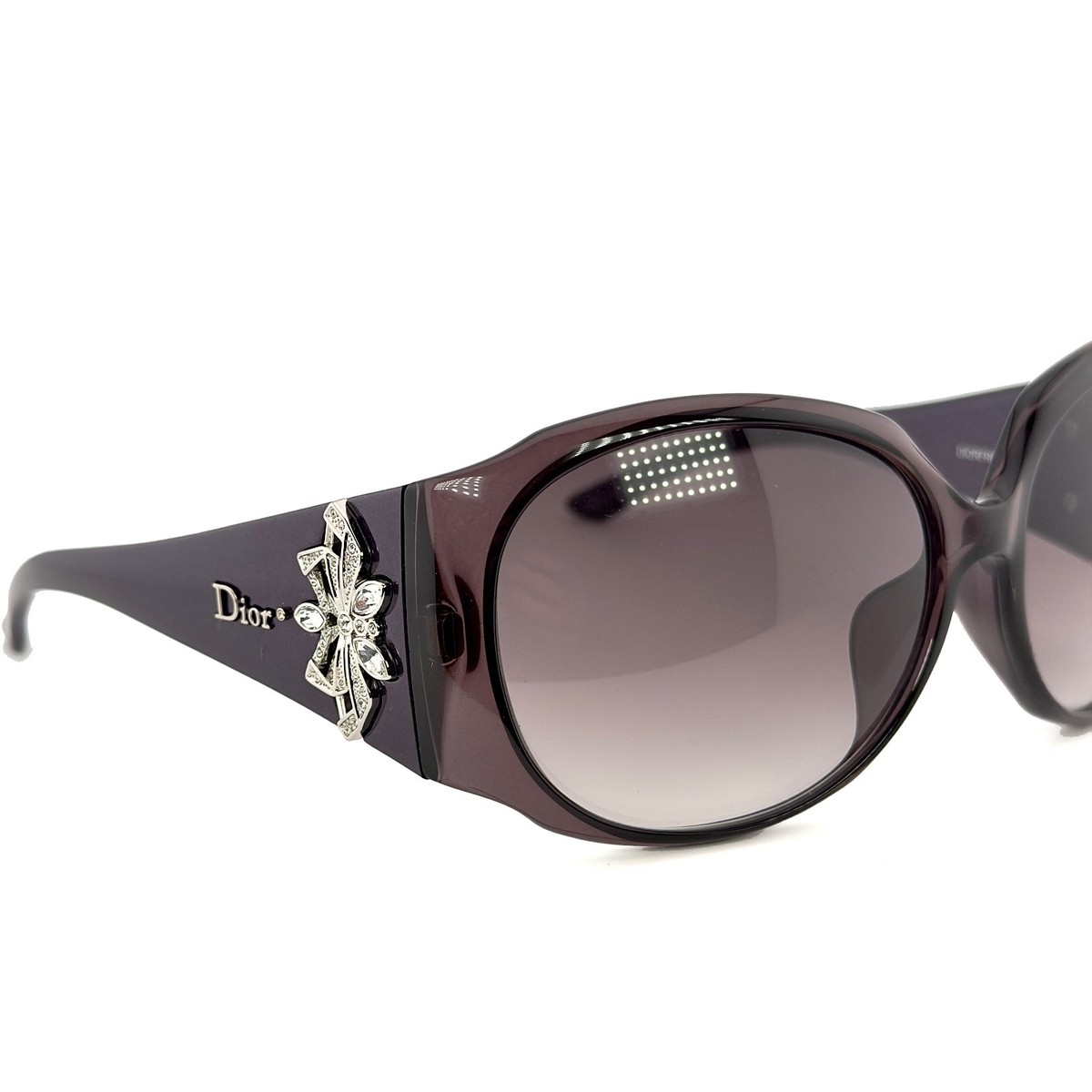 CHRISTIAN DIOR FROUFROU Purple Oval Flower Bow Crystal Sunglasses