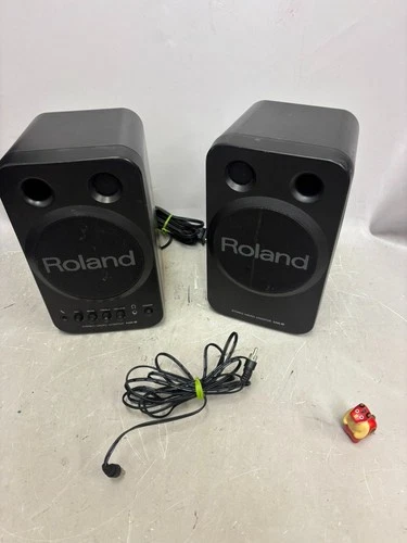 Roland MA-8 Stereo Micro Monitor Powered Speaker Pair Tested Working Japan