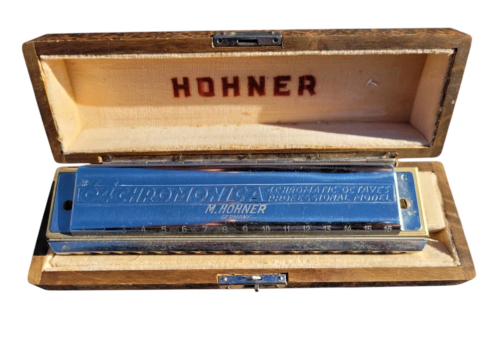 Harmonica M Hohner 64 Chromonika Key of C Harmonica in Wooden Case - Image 2 of 4
