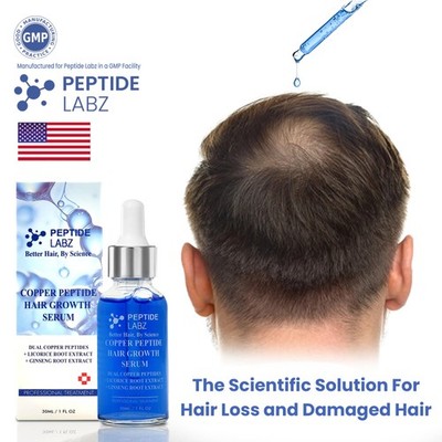 PeptideLabz Copper Peptide 10% GHK-Cu, 5% AHK-CU Peptides Hair Growth Treatment Serum