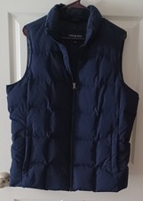 Lands' End Women s Large 14-16 Puffer Vest Navy Blue 80 Down 20 Feathers READ