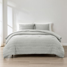 Azalea Velvet Stripe Comforter Set King/Cal King Light Gray