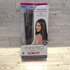 Conair MiniPRO 1/2 Inch MINI CERAMIC FLAT IRON Model CS80RM Black Compact Size