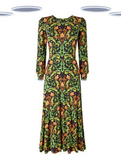 Ex Joe Browns Green Leaf Print Jersey Midi Dress Boho Viscose Womens Floral