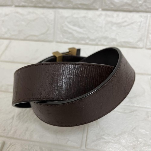 Authentic Louis Vuitton Browwn Size 85/34 Belt LV Initial Leather From Japan - Picture 12 of 24