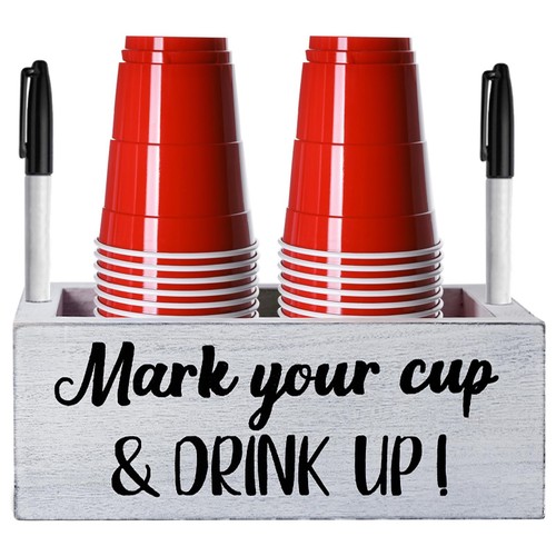 Doppel Einweg Getränkehalter mit Marker Schlitz Markieren Sie Ihre Tasse und Trinken Sie Getränk...