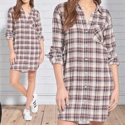 Current/Elliott Women s The Modern Prep Shirt Dress In Tartan Plaid Size 2