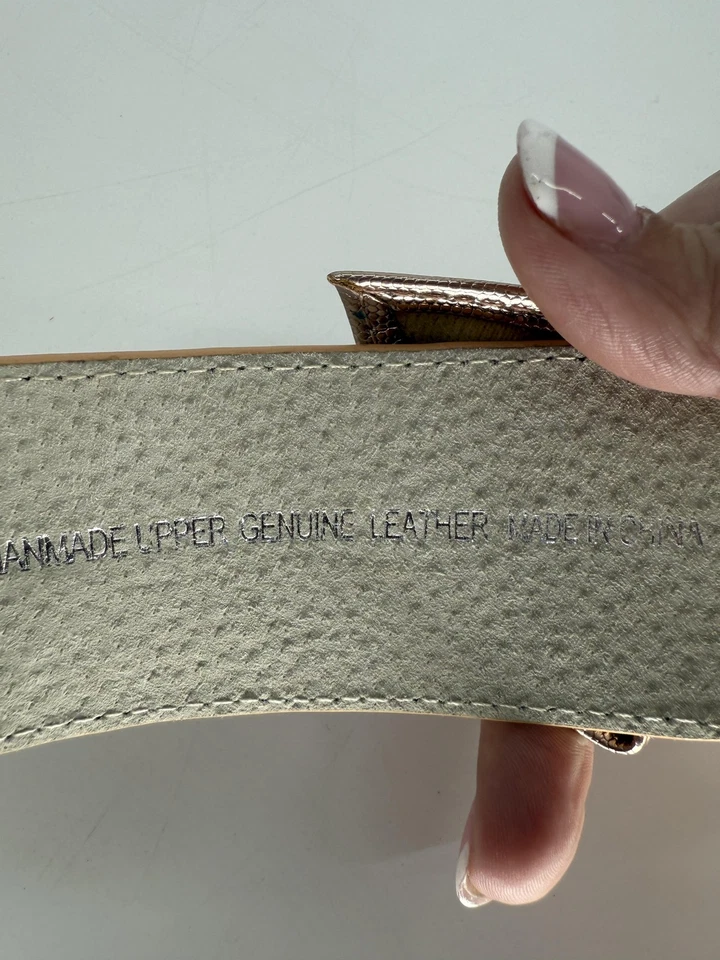 LOFT Wide Bow Waist Belt Womens Small/Medium Rose Gold Metallic Stretch Snap - Image 4 of 4