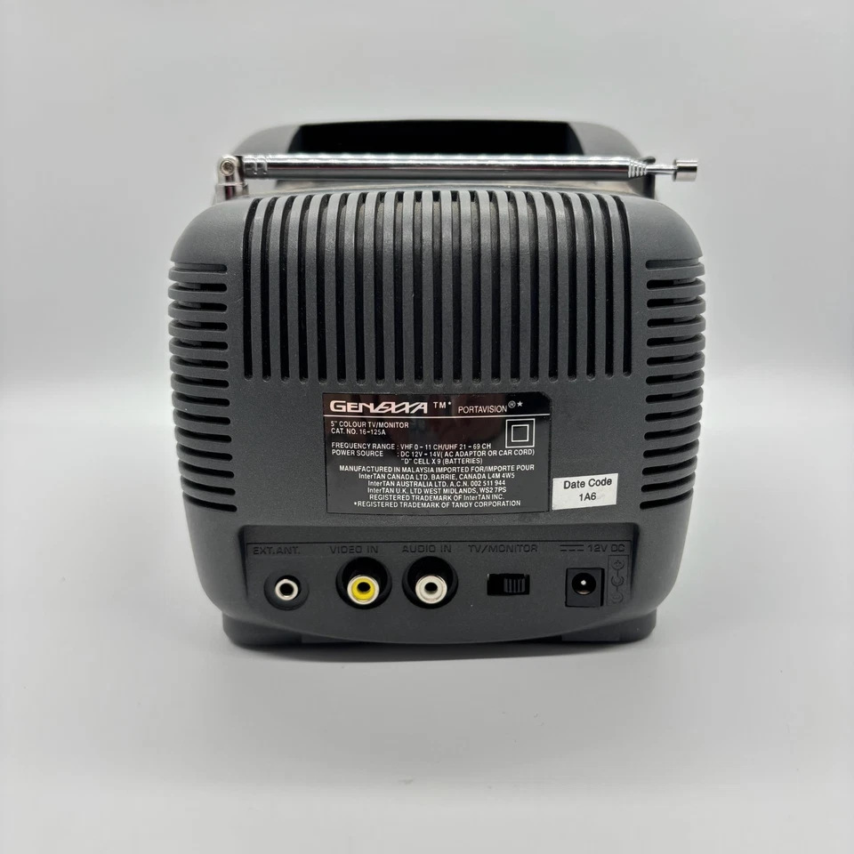 Genexxa Portavision 5 Inch 12v Portable CRT TV UHF VHF AV Input *No Power Supply - image 4 of 4