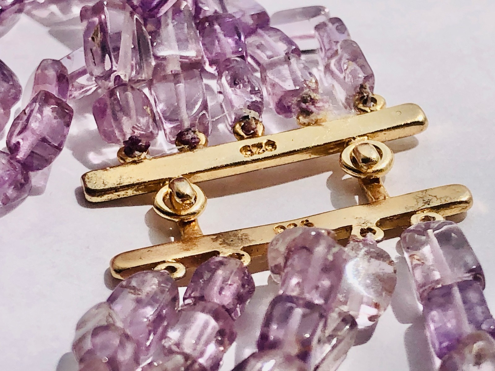 Delicate 5 row amethyst flat rectangle beads 925 … - image 10