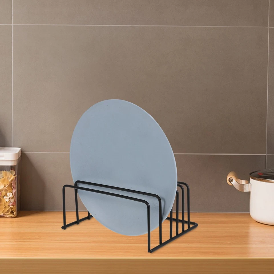 2 PCS Plate Holder Dish Organizer Rack Lid Storage Cabinet Pot and Pan - Image 2 of 4