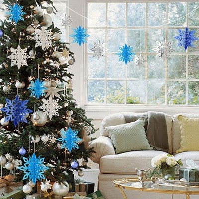 Brandneu 3D Schneeflocke Anh?nger Weihnachten H?user Gesch?fte Schlafzimmer z
