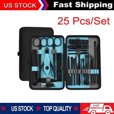 25pcs Nail Clippers Kit Red Premium Manicure Pedicure Set, Scissors Grooming Kit
