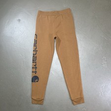 Carhartt Sweatpants Jogger Youth Large Brown Black Graphic Print Leg VTG logo