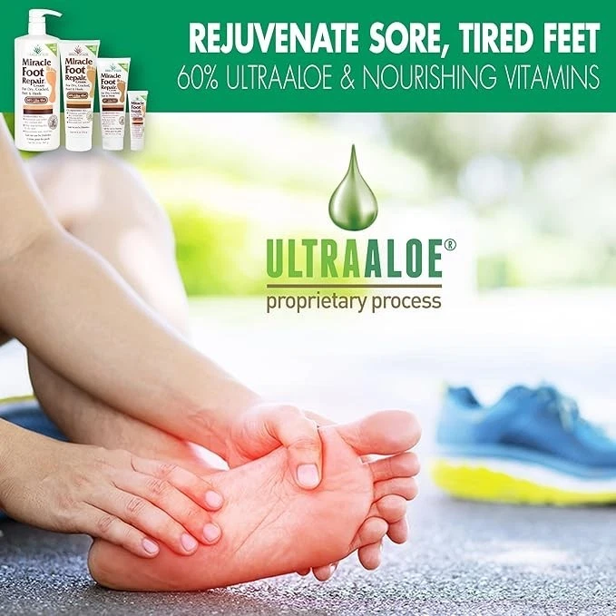 Crema reparadora de pies Miracle of Aloe para pies secos agrietados 8 OZ cada uno (PAQUETE de 2) Foto 4 de 4