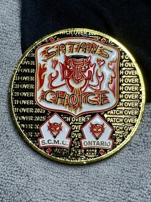 NEW OMG-Satans Choice MC Coin-Angels-81-Canada- Harley G-Patch Over-1 of 1-Gold