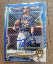 Jeferson Quero Signed 2021 1st Bowman Blue Baseball Card #BCP-181 Brewers /150