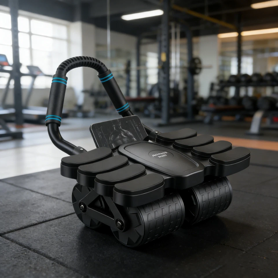 Rouleau abdominal noir en PP et acier, charge maximale 150 kg - Photo 4/4