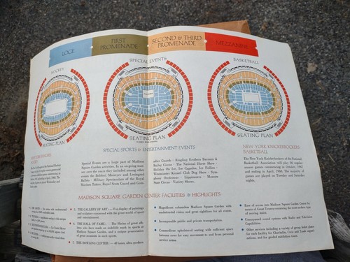 Vintage 1967 Madison Square Garden MSG Promo Brochure NY Knicks Rangers - 第 3/3 張圖片