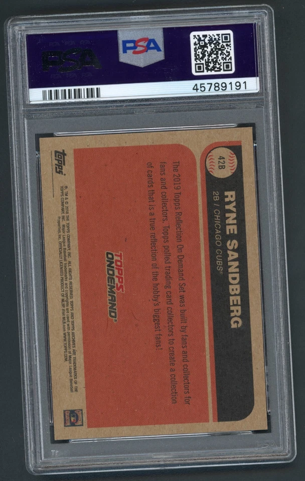 2019 Topps On Demand Ryne Sandberg 42B PSA 9 MINT HALL OF FAME Reflection Red /5 - Image 2 of 2