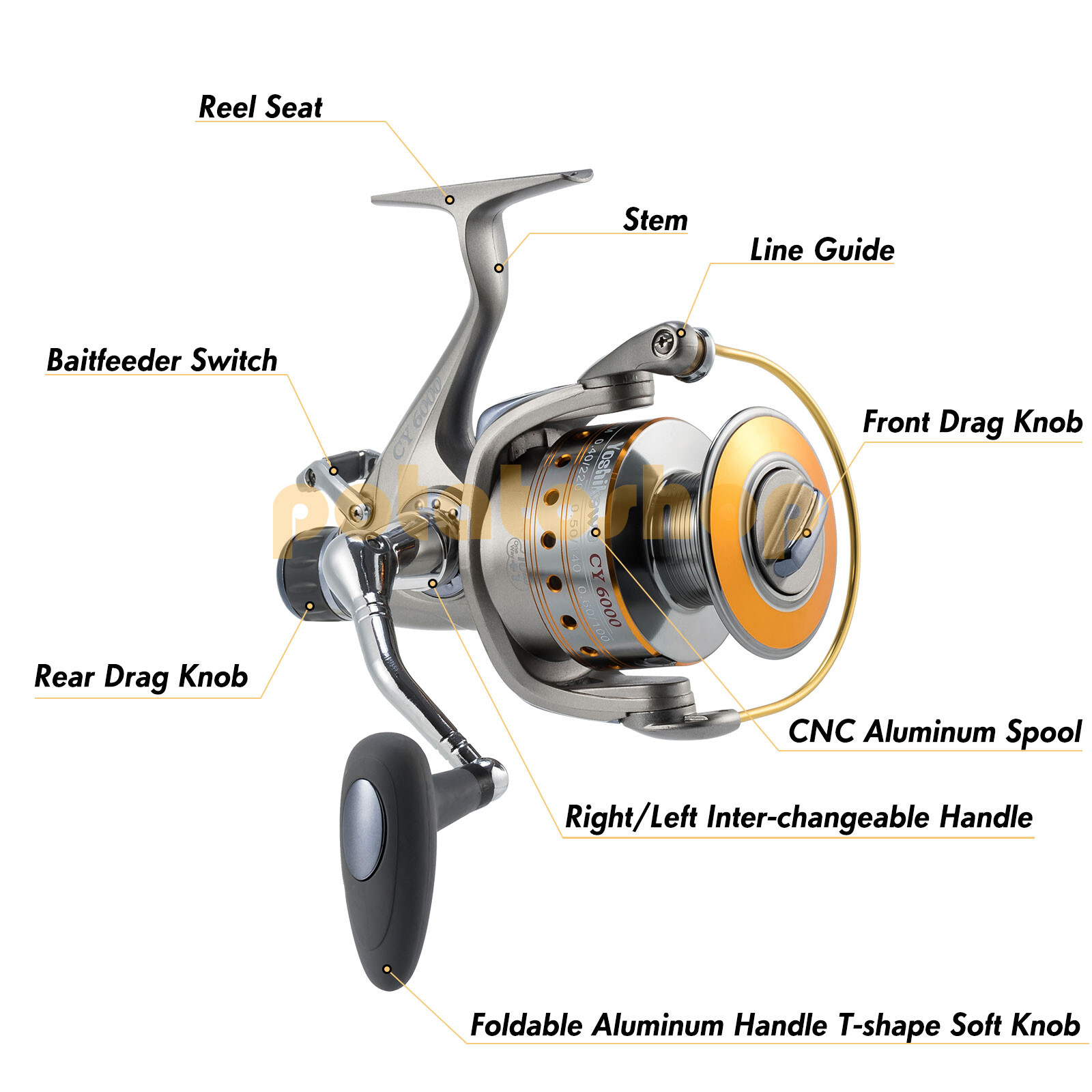 1/2 Reels Spinning 3000-6000 Sea Fishing Baitfeeder 2 Spools 10+1BB High  Speed