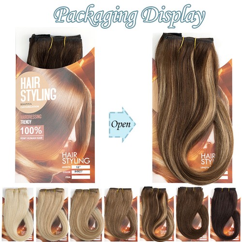 Extensiones de cabello con clip grueso doble trama/dibujado cabello humano Remy real cabeza completa - Imagen 11 de 68