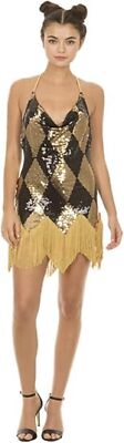 Harley Quinn Sequin Chemise Dress Suicide Squad Costume with Fringe for Cosplay