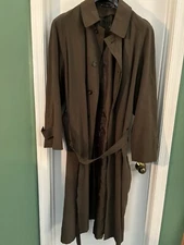 Polo University Club Men's 44R Olive Trench Coat Ralph Lauren Zip-in Liner EUC
