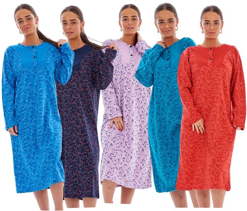 Ladies 100% Cotton Thermal Nightdress 