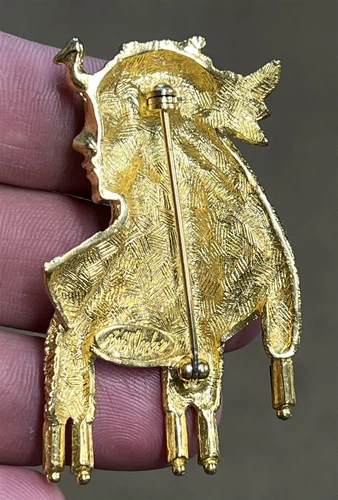 复古 BOB MACKIE 埃及克娄巴特拉法老水钻胸针金色 - 第 3 张/共 4 张