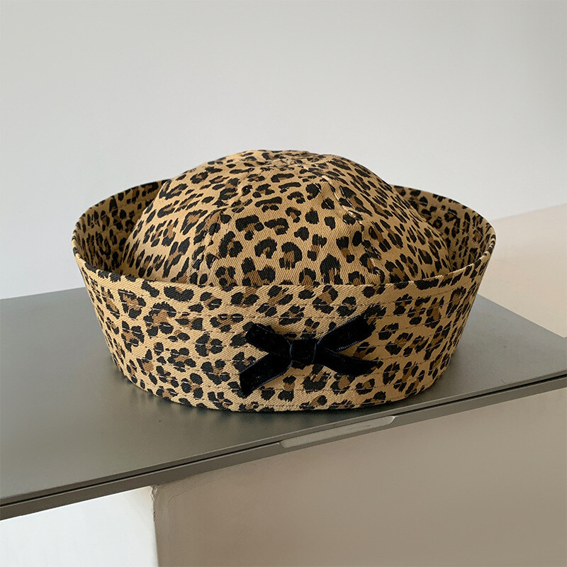 Japanese Style Bow Leopard Print Sailor Hat Retro Hottie  display picture 3