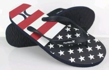 Hurley Men  s Size 10 Merica Flip Flop Sandals Red White Blue American Flag