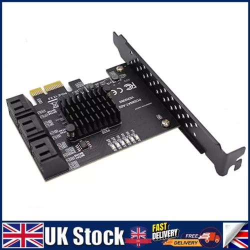 6 Port SATA III PCIe Expansion Card 6Gbps SATA to PCI-e 1X Controller w/ Bracket