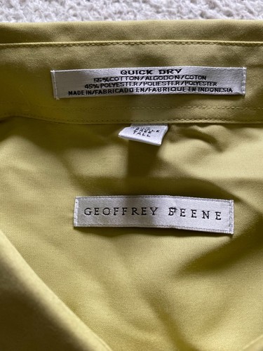 Geoffrey Beene Men Button-Down Short Sleeve Shirt Quick Dry Mustard Size 19 Tall - Picture 4 of 11