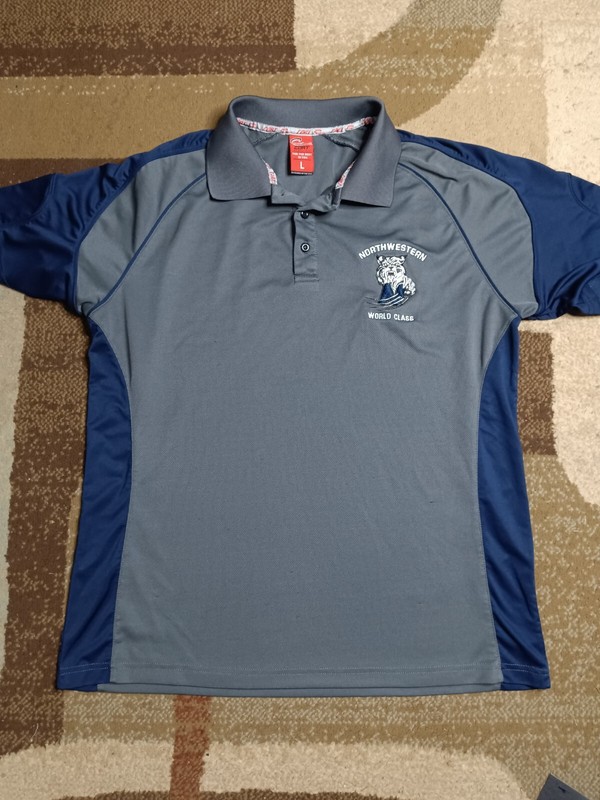 Northwestern World Class Polo Mens Size Large Gray Short Sleeve