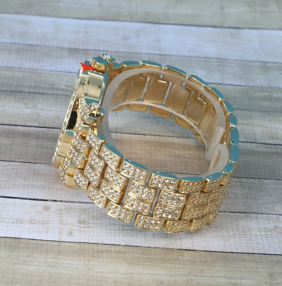 Reloj para hombre Iced Luxury Bisel Metal Link Band GP Techno Pave Foto 4 de 4