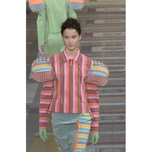 トップス ISSEY MIYAKE AW2000 EGG CARTON L/S TOP Issey Miyake AW2000 Rainbow Mesh Sheer Top - Rare Runway