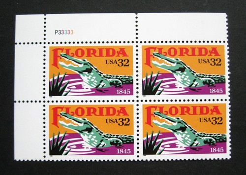 Sc # 2950 ~ Plate # Block ~ 32 cent Florida Statehood, 150th Anniversary (ha26)