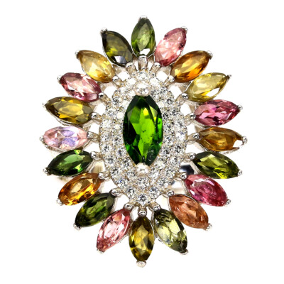 925 Sterlingsilber Ring Marquise Chrom Diopsid Natürlicher Edelstein Schmuck