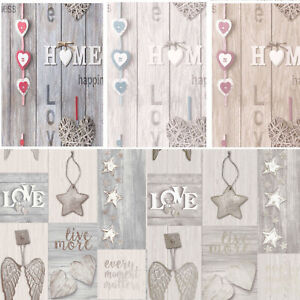 Fine Decor Love Your Home Starlight Wallpaper Hearts Shabby Chic 10m 5 Colours Ebay