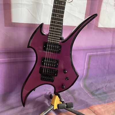 Purple Abstract Rockingbird 6 Strings Electric Guitar HH Pickups Black Hardware