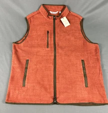 Peter Millar Golf Vest Crown Micro Shearling Fleece Full Zip Large Orange $198