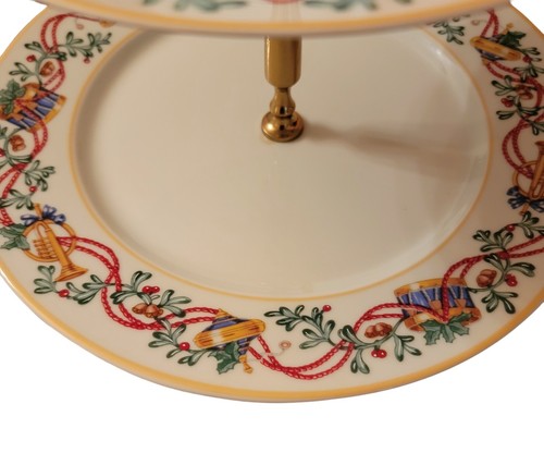 Christmas Nutcracker 2-Tiered Serving Tray Plates Block Spal Whimsy Portugal 90s - Picture 6 of 12