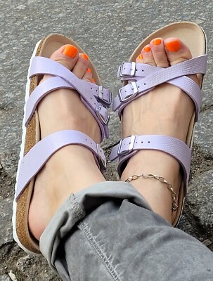 BIRKENSTOCK Franca Shiny Lizard Purple Fog 1026501 lila Birko Flor schmale Weite