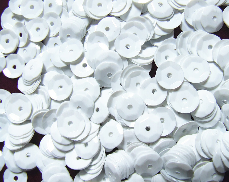White Loose Cup Flat Sequins 5 7 8 mm Round Sew Glue On Dancewear Fancy Dress