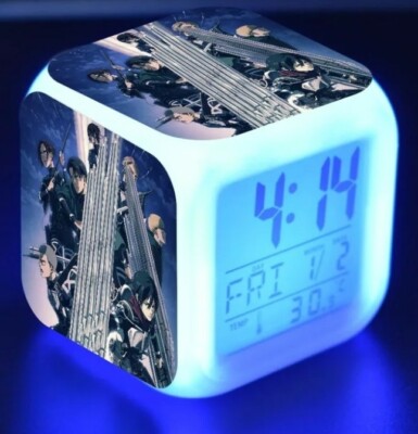 Attack of Titans Led Manga Alarm Clock 7 Colors Thermometer shingeki no kyojin 