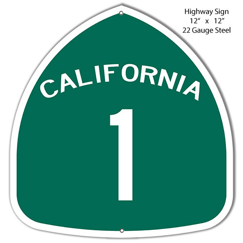 Insegna in metallo riproduzione taglio laser California Highway 1 12x12 - Foto 1 di 1