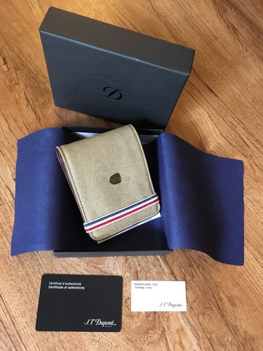 S.T. Dupont Beige & Cognac, 6 Credit Card Leather Wallet, 190300, New In Box - Picture 3 of 5
