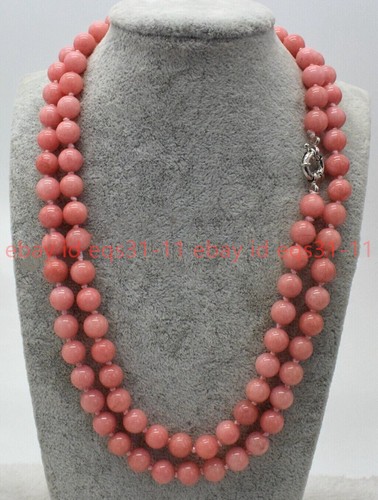 New Beautiful AAA+6mm Pink Rhodochrosite Round Gemstone Beads Long Necklace 36'' - Picture 8 of 12